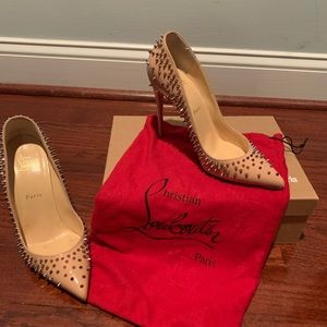 Christian Louboutin shoes .. nude with gold studs